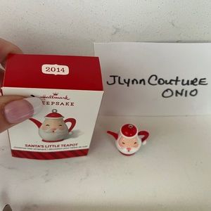 Vintage Hallmark mini ornament santa teapot 2014